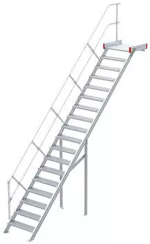 Euroline 511 Podesttreppe 45&deg; 1000mm Stufenbreite 18 Stufen Alu gerieft (5114318)
