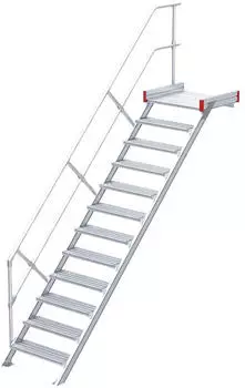 Euroline 511 Podesttreppe 45&deg; 800mm Stufenbreite 12 Stufen Alu gerieft (5114212)