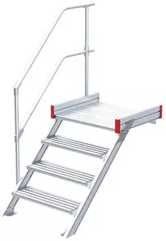 Euroline 511 Podesttreppe 45&deg; 1000mm Stufenbreite 4 Stufen Alu gerieft (5114304)