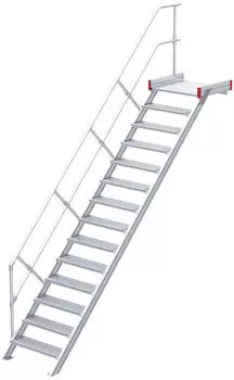 Euroline 511 Podesttreppe 45&deg; 1000mm Stufenbreite 14 Stufen Alu gerieft (5114314)