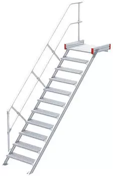 Euroline 511 Podesttreppe 45&deg; 800mm Stufenbreite 11 Stufen Alu gerieft (5114211)