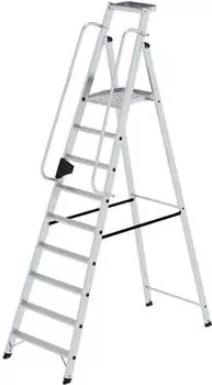 Proregal Plattformleiter 9 Stufen inklbeidseitigem Handlauf Aluminium nivello Leiterschuhe (PR_RMG134-06)
