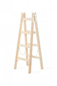 Proregal Wood Double Giraffe Holz-Sprossen- Sicherheitskette 2x5 Sprossen HxB 163x52x105cm Bockleiter Sprossen-Doppelleiter (RST304-02)