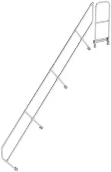 Munk zweiter Handlauf Aluminium-Treppe mit Plattform 45&deg; 14 Stufen (600514)