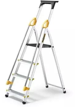 Drabest PRO SERIES Klappleiter 4 Stufen, Aluminium, Handläufe, 150kg (ALD4 150 KG Z POR)