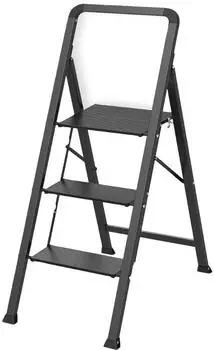MSV Klapptreppe Stahl 3 Stufen 150kg Schwarz (130171)