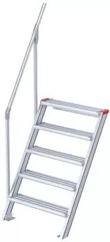 Euroline 510 Treppe 60&deg; 800mm Stufenbreite 5 Stufen Alu gerieft (5106205)