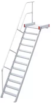 Euroline 511 Podesttreppe 60&deg; 800mm Stufenbreite 12 Stufen Alu gerieft (5116212)