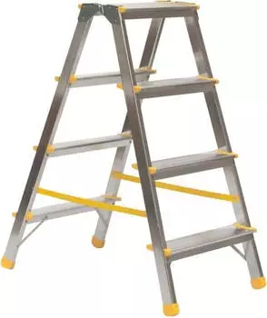 Proregal Metal Double Giraffe Doppelseitige-Aluminium-Stufenstehleiter 4 Stufen HxB 86x42,7cm 150kg Tragkraft Bockleiter Sprossen-Doppelleiter (RST312-03)