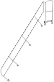 Munk zweiter Handlauf Aluminium-Treppe mit Plattform 45&deg; 12 Stufen (600512)