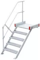 Euroline 511 Podesttreppe 45&deg; 1000mm Stufenbreite 5 Stufen Alu gerieft