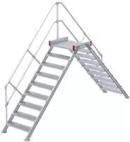 Euroline 512 &Uuml;bergang 45&deg; 800mm Stufenbreite 2x9 Stufen Alu gerieft
