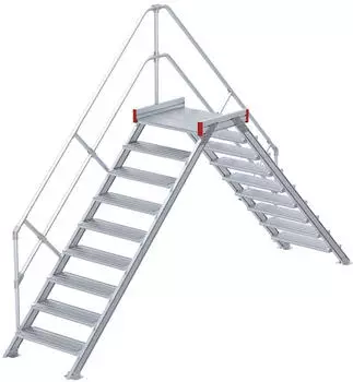 Euroline 512 &Uuml;bergang 45&deg; 800mm Stufenbreite 2x9 Stufen Alu gerieft (5124209)