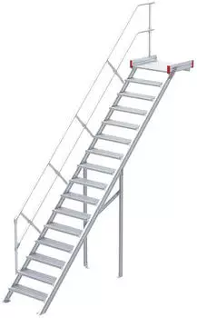 Euroline 511 Podesttreppe 45&deg; 600mm Stufenbreite 16 Stufen Alu gerieft (5114116)