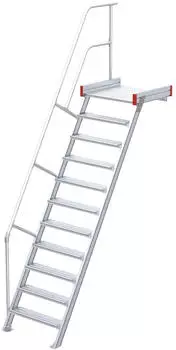 Euroline 511 Podesttreppe 60&deg; 600mm Stufenbreite 11 Stufen Alu gerieft (5116111)