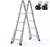 VEVOR Teleskopleiter mit A-Rahmen, 5120 mm, kompakte Aluminium-Ausziehleiter,