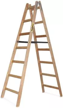Drabest PRO Holz-Klappleiter 2x7 Sprossen, bis 150kg (PRO)