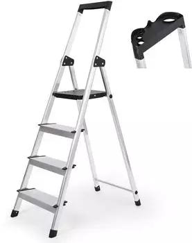 Sekey Trittleiter 4 Stufen 140cm, klappbar, Aluminium, bis 150kg, T&Uuml;V EN131-2 (ML12)