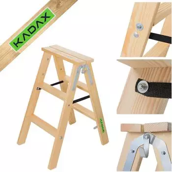 Kadax Malerleiter Holz, klappbar, doppelseitig, 2x3 Stufen (K9588)