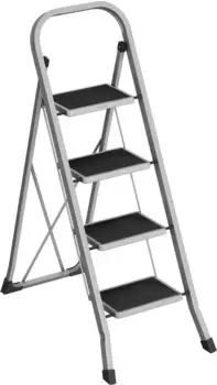 Songmics Trittleiter 4 Stufen, klappbar, 150kg, taubengrau (GSLDE004G01)