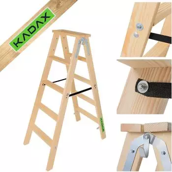 Kadax Malerleiter Holz, klappbar, 2x5 Stufen (K9590)
