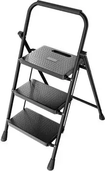 Sekey Trittleiter Klappbar 3 Stufen, Stahlrahmen, Rutschfest, 150kg (ML4)