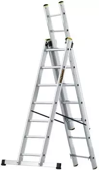 Drabest PRO Serie Mehrzweckleiter Aluminium 3x7 Stufen, 150kg, Arbeitshöhe 5,05m (DR-AL-DP-PRO-3x7-2K+H)