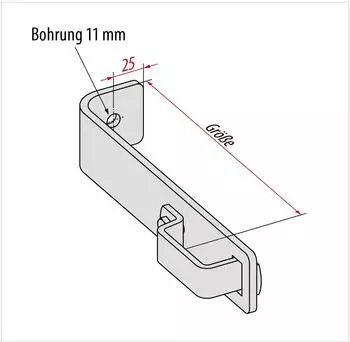 Hymer Standard-Wandhaken Stahl 210mm, für Holm 60×24mm (0051568)