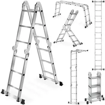 TecTake Mehrzweckleiter 6in1 klappbar, Aluminium, 13 Sprossen (406426)
