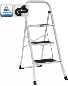 Trutzholm Trittleiter 3-stufig klappbar, weiß, 150kg, TÜV/GS