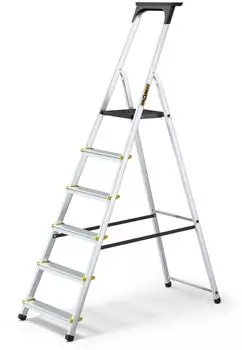Drabest DURA6 Freistehende Aluminiumleiter 6 Stufen mit Plattform, 191cm (DURA6)