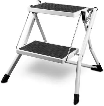 siwitec Mini Klapptritt 2-stufig, Stahl, weiß, 150kg (SIWITEC_18414)