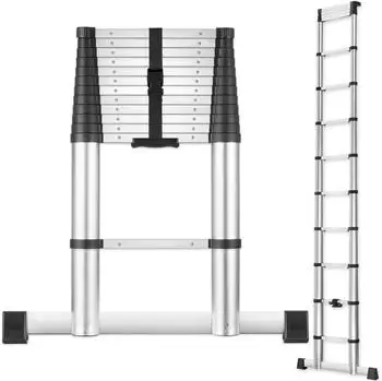 TecTake Teleskopleiter Aluminium 13 Stufen 3,85m (406425)