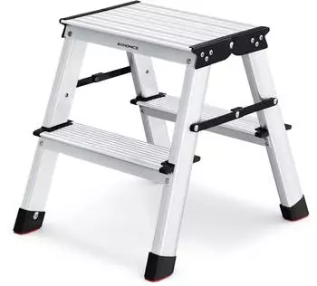 Songmics Trittleiter 2 Stufen, Aluminium, 150kg (UGLT012E01V1)