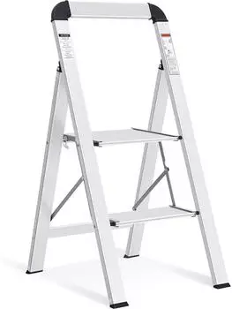 LuxusKollektion Trittleiter Aluminium 2 Stufen, klappbar, mit Handlauf, 150kg