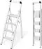 LuxusKollektion Trittleiter Aluminium, 4 Stufen, klappbar, mit Handlauf, 150kg