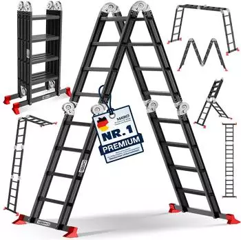 Masko Mehrzweckleiter Aluminium 6in1 4x4 Stufen 470cm 150kg
