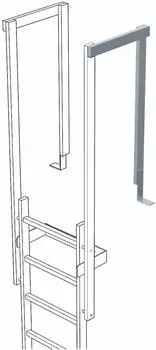 Zarges Ausstiegsgel&auml;nder mit Bodenwinkel, Edelstahl, H 1100mm (44248)