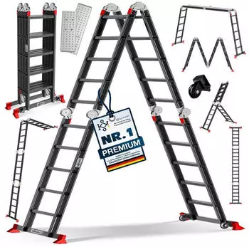 Masko Mehrzweckleiter Aluminium 6in1 4x5 Stufen 580cm 150kg (MASKO-6in1)