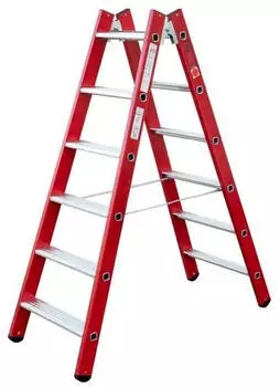 iller-Leiter Breitsprossenstehleiter GFK/Aluminium, beidseitig begehbar, 2x8 Stufen (45608-7)