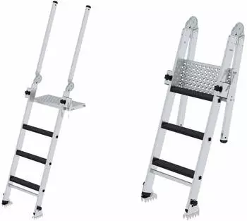 Munk Stufen-Baugrubenleiter 4 Stufen, klappbare Ausstiegsholme, 2,25m
