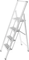 WENKO Trittleiter "Modell Alu-Design" Klapptritt Leiter, rutschsichere XXL-Stufen,