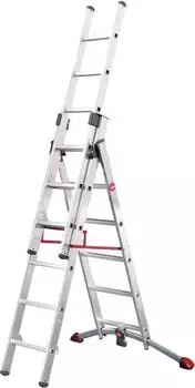 Hailo ProfiLOT Alu-Kombileiter 3-teilig, 2x6 + 1x5 Sprossen (9306-501)