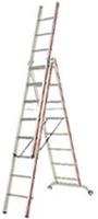 Hymer Mehrzweckleiter 604727, 3-teilig, Treppenleiter, mit 3 x 9 Sprossen