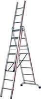 Hymer Mehrzweckleiter 604742, mit Wandlaufrollen, 3-teilig, mit 3 x 14 Sprossen