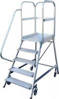 MUNK Podestleiter fahrbar Aluminium geriffelt 5 Stufen