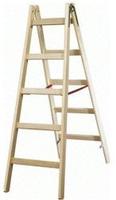 Holz-Stehleiter mit Sprossen beidseitig begehbar 2 x 5 Sprossen. HYMER 485809 49