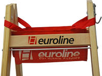 Euroline Holz Sprossenstehleiter mit Comfort-Breitsprossen, Eimerhaken und