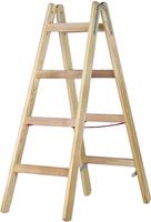 Holz-Stehleiter mit Sprossen beidseitig begehbar 2 x 4 Sprossen. HYMER 485808 49