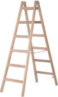 Holz-Stehleiter mit Sprossen beidseitig begehbar 2 x 6 Sprossen. HYMER 485811 49